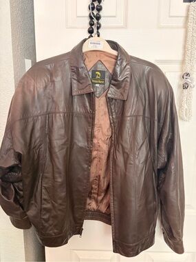 Neiman Marcus Brown Leather Bomber Jacket